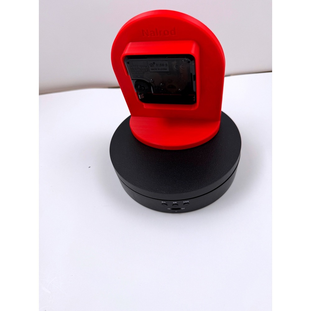 3D Printed Desk Clock Red Minimalist Quartz Silent Non Ticking Tabletop
